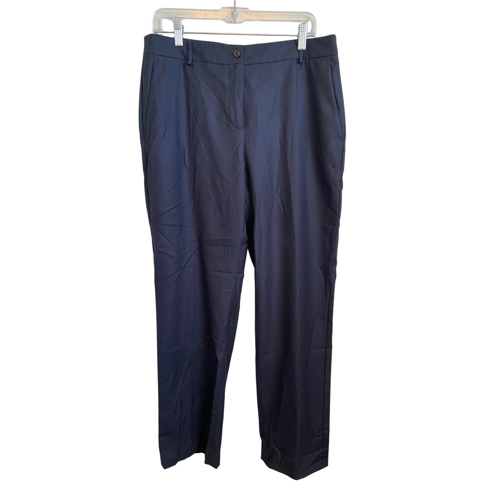 Agnona Navy Blue 100% Wool Straight Leg Trousers Made in Italy Size 46 NWT
